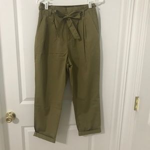 Zara Olive Paper Bag Trousers